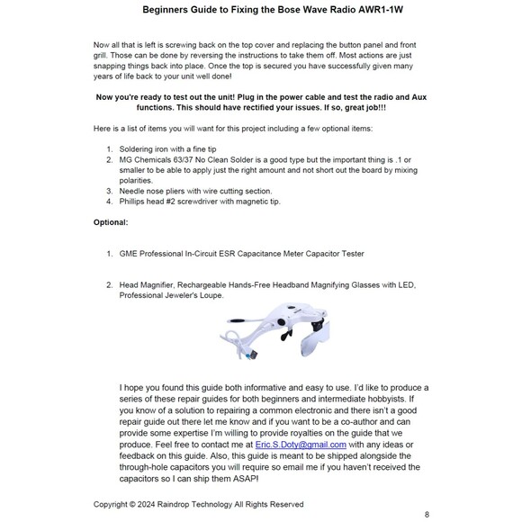 Bose Wave Radio AWR1-1W *Repair DIY SERVICE KIT* Complete Upgrade Free Shipping! - Picture 4 of 11